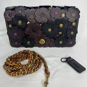 COACH 1941 BLACK/MULTI TEA ROSE DINKY EUC RARE
